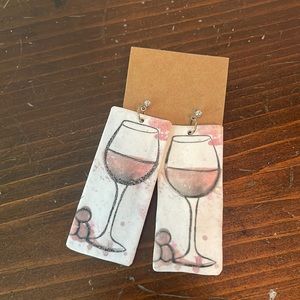 Wine Party Dangle Painted Sterling Silver earrings
